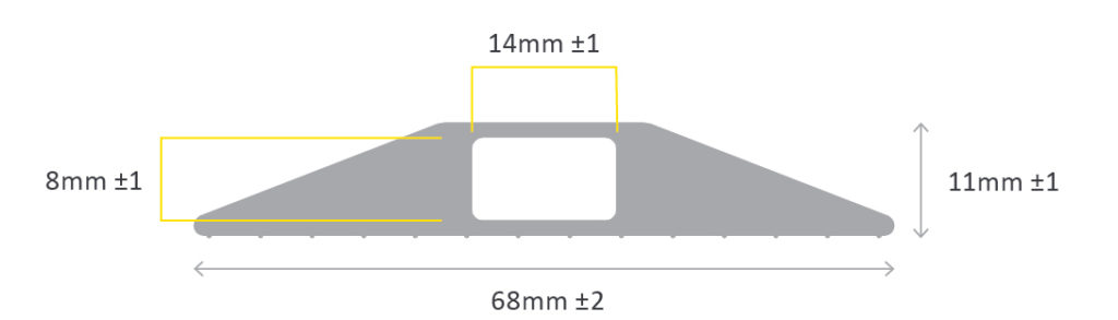 Diagram showing lengths of Normal Cable protector pro